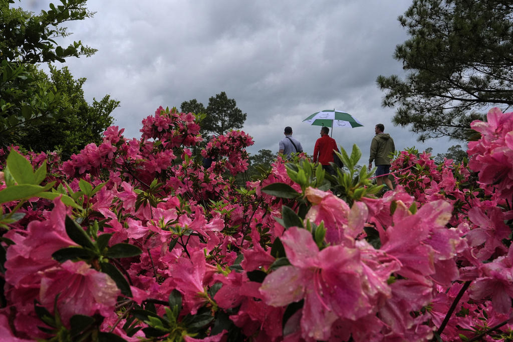 Practice is suspended at the Masters because of rain and a threat of severe storms