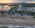 In this aerial view basketball courts are seen at Fort Lauderdale Beach Park, the site of proposed pickleball courts as part of a new luxury development, Oct. 8, 2025, in Fort Lauderdale, Fla. (AP Photo/Daniel Kozin)