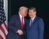 President Donald Trump, left, and Chinese President Xi Jinping, right, shake hands after their U.S.-China summit meeting at Gimhae International Airport Jinping in Busan, South Korea, Thursday, Oct. 30, 2025. (AP Photo/Mark Schiefelbein)