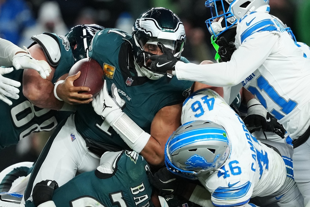 Jalen Hurts’ lone touchdown leads Eagles to 16-9 victory over Lions in lackluster offensive game Jalen Hurts’ lone touchdown leads Eagles to 16-9 victory over Lions in lackluster offensive game