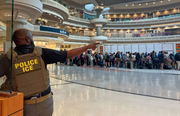 Federal immigration agents seen at Atlanta airport after Trump order amid during partial shutdown Federal immigration agents seen at Atlanta airport after Trump order amid during partial shutdown