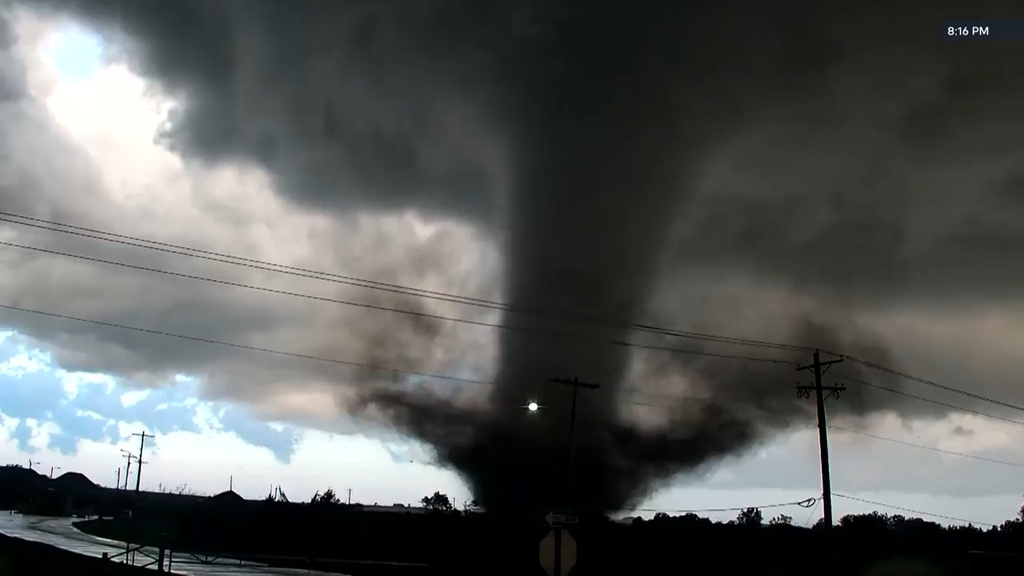 A violent tornado tears through Oklahoma town, damaging 40 homes but sparing lives