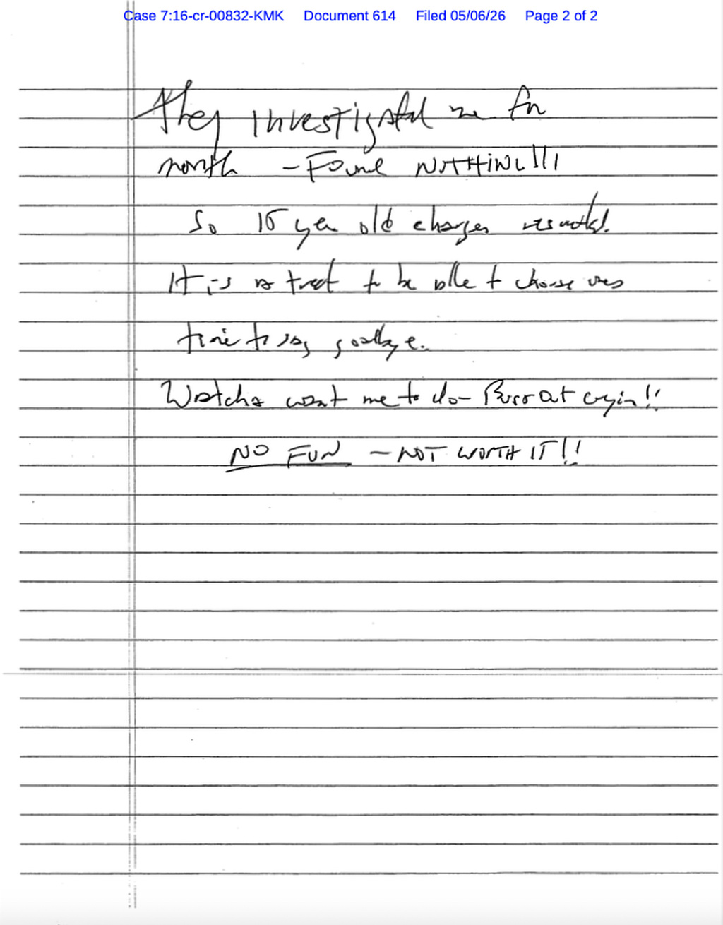 A note a former cellmate says he found after Epstein’s suspected suicide attempt is released