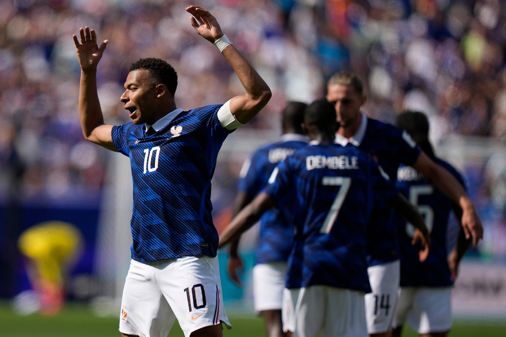 France striker Kylian Mbappé scores his 13th World Cup goal, breaking a tie with Pelé